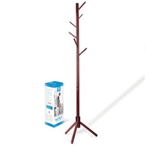 High-Grade Wooden Tree Coat Rack Stand, 6 Hooks
