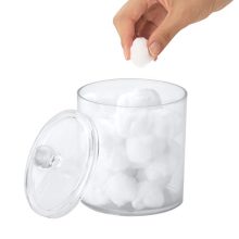Clear Acrylic Qtip Holder Dispenser Set – Stylish Bathroom Storage for Cotton Swabs, Cotton Balls & Rounds – Stackable Organizer Jars