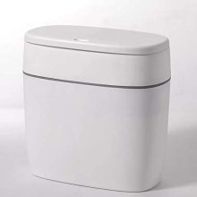 10L Plastic Trash Can with Lid – Space-Saving Waste Basket for Bathroom, Kitchen, Office