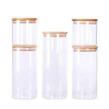 Stackable Kitchen Canisters Set Storage Jars Containers with Airtight Bambooa