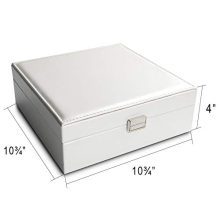 Jewelry Box Organizer Storage Display with Lock and Built-In Mirror