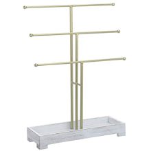 MyGift 3-Tier Gold-Tone Metal Jewelry Display Stand