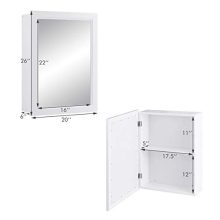 Mirror Medicine Cabinet W/Single Door and Inner Adjustable Shelf