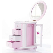Pink Musical Mirror Jewelry Box Storage Case