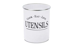 Kitchen Utensil Holder Crock, White With Premium