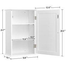 Wall Mounted Single Door 3 Tier Adjustable Storage Shelf