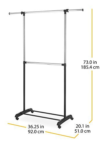 Whitmor Adjustable 2-Rod Garment Rack