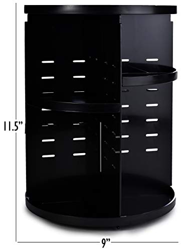360 Rotating Makeup Organizer - Adjustable Shelf Height and Fully Rotatable.