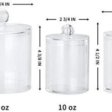 Clear Acrylic Qtip Holder Dispenser Set – Stylish Bathroom Storage for Cotton Swabs, Cotton Balls & Rounds – Stackable Organizer Jars