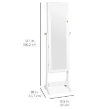Full-Length Mirrored Jewelry Storage Cabinet with LED Lights