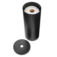 Cade Toilet Paper Reserve Canister - Stylish Matte Black Bathroom Organizer for Master, Guest, Kid's, or Office Toilet
