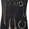 Dual-Sided Hanging Jewelry Organizer with 40 Pockets & 24 Hooks for Necklaces, Earrings & More - Black