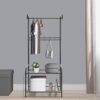 Coat Rack with Two-Layer Steel Rack Underneath Big Shoe Bench