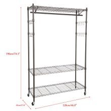 Rolling Free Standing Closet with Lockable Wheels
