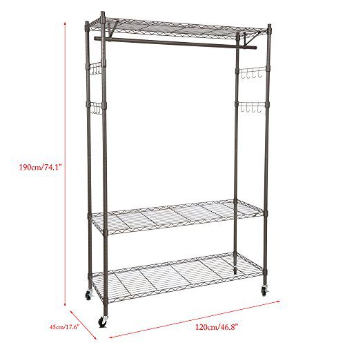 Rolling Free Standing Closet with Lockable Wheels