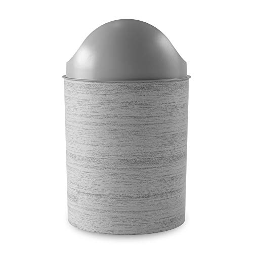 Umbra Mezzo Waste Can, 1 – Small Greywood Trash Can with Swing Top Lid for Kitchen and Bathroom