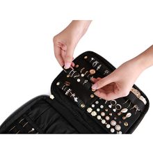 Velvet Hanging Jewelry Organizer Roll with Hook Foldable