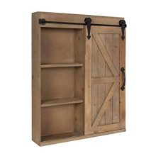 Storage Cabinet with Vanity Mirror and Sliding Barn Door