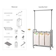Laundry Sorter with Hanging Bar - Streamlined Laundry Organization for Homes, Hotels, and Restaurants