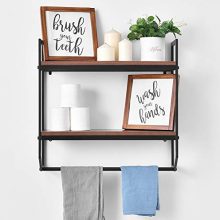 Rustic Wall Shelf with Metal Wall Mounted Wood Shelving