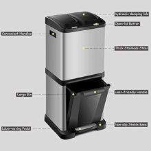Step Trash Can 8.5 Gallons Stainless Steel Triple