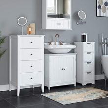 4 Drawer Bathroom Floor Cabinet – Solid Wood Frame, Easy Assembly, and Space-Saving Design