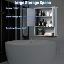 Tangkula Wall Mount Bathroom Cabinet Wooden Medicine