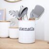 Large White Utensil Holder Kitchen Utensil Crock