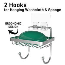 Shower Caddy Basket Shelf with Hooks/Soap Dish Holder Shelf