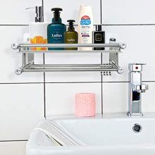 Shower Caddy Bathroom Shelf Storage with 4 Hooks for Houseware