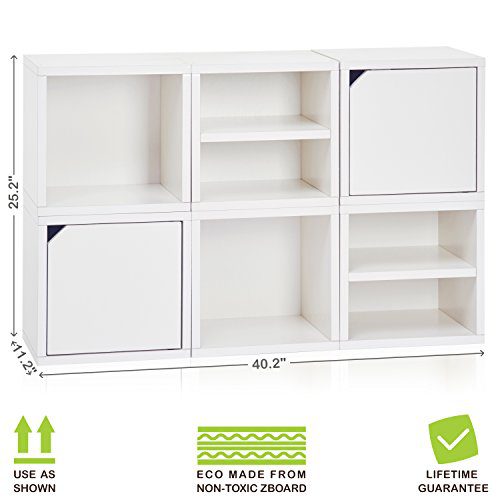 Way Basics ​6 ​Modular 3​-​in​-​1 Shelf Connect Cube Storage System