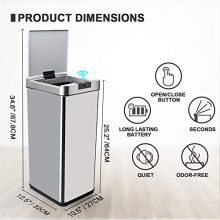 Secura 13 Gallon Automatic Trash Can, Stainless Steel