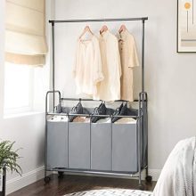 Rolling Laundry Cart with Hanging Bar