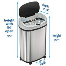 Gallon Sensor Trash Can with Wheels and AbsorbX