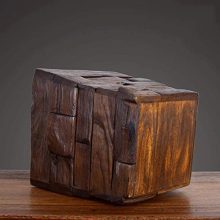 Handmade Solid Wood Vintage Recycle Bin for Home & Office – Elegant Square Design