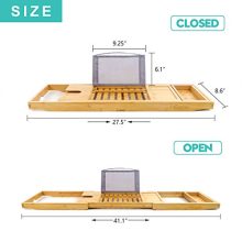 PURENJOY Bamboo Bathtub Tray Caddy with Wine, Book and Soap Holder