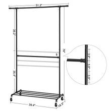 Double Hanging Rod Metal Clothing Rack