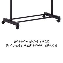 Height-Adjustable Rolling Garment Rack with Shoe Shelf