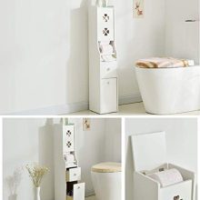 IOTXY Bathroom Floor Storage Cabinet, Solid Wood Toilet Tissue Cabinet