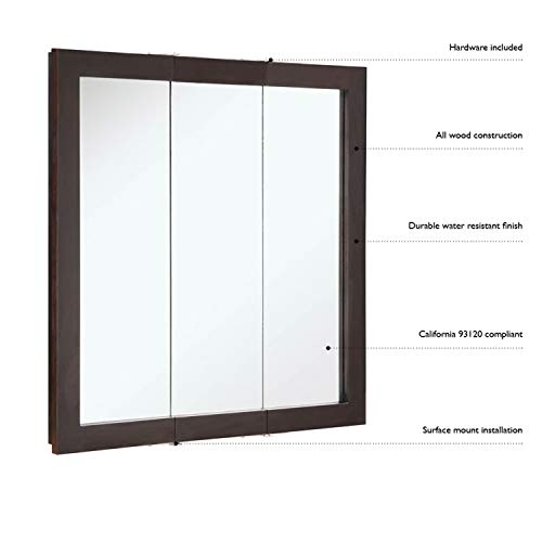 Framed Mirrored Medicine Cabinet in Espresso
