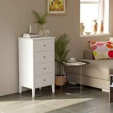 4 Drawer Bathroom Floor Cabinet – Solid Wood Frame, Easy Assembly, and Space-Saving Design