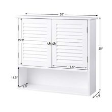 Wooden Hanging Medicine Cabinet with Double Shutter Doors