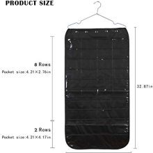 Double-Sided Hanging Jewelry Organizer with 40 Pockets & 20 Magic Tape Hooks for Earrings, Necklaces, Bracelets, and Rings
