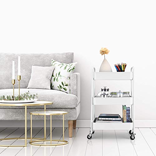 CAXXA 3-Tier Rolling Metal Storage Organizer - Mobile Utility Cart