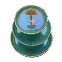 HAWOO Ceramic Vanity Tray,Ring Dish 3-Tirer Jewelry Dish
