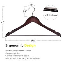 Quality Wooden Hangers - Slightly Curved Hanger 20 Pack Sets