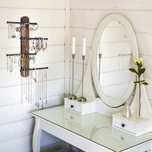 Keebofly Wall Mounted Jewelry Organizer Rustic Wood & Ample Storage