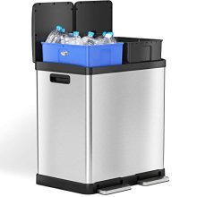 iTouchless SoftStep 16 Gallon Dual Compartment Trash Can Recycler