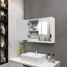 Wall-Mounted Storage Cabinet with Double Mirror Doors