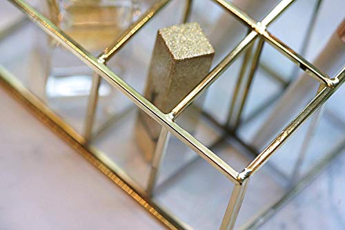 Glass & Metal Cosmetic Organizer Brass Makeup Storage